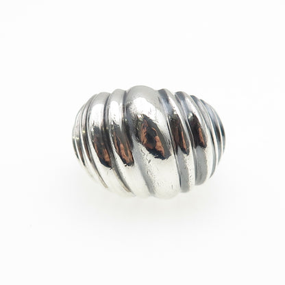 925 Sterling Silver Vintage Mexico Modernist Ribbed Dome Oxidized Ring Size 7.25