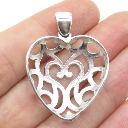 MILOR 925 Sterling Silver Vintage Italy Ornate Heart Pendant
