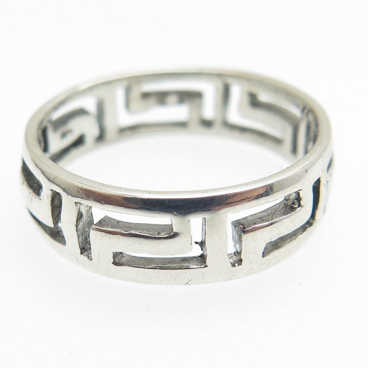 925 Sterling Silver Vintage Greek Maze Band Ring Size 8.75