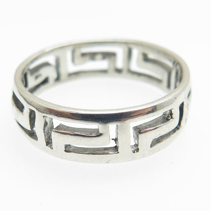 925 Sterling Silver Vintage Greek Maze Band Ring Size 8.75