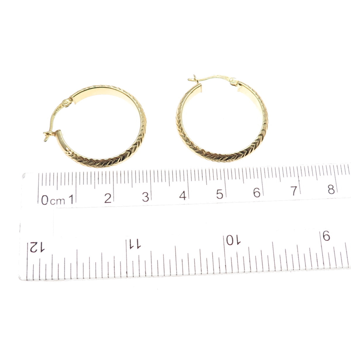 925 Sterling Silver Gold Plated Diamond-Cut Hoop Earrings