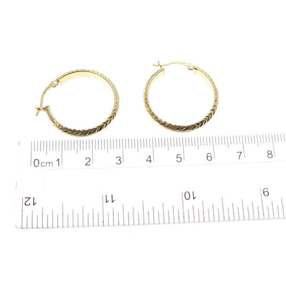 925 Sterling Silver Gold Plated Diamond-Cut Hoop Earrings