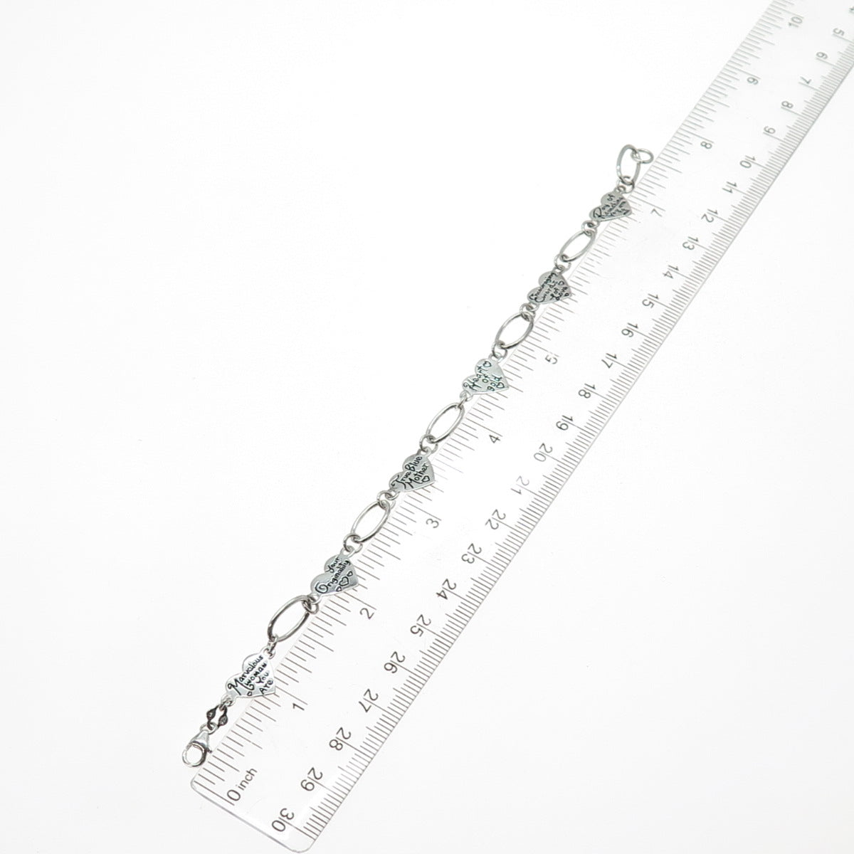 925 Sterling Silver Vintage Valentine's Day Cards Heart Link Bracelet 7.25"