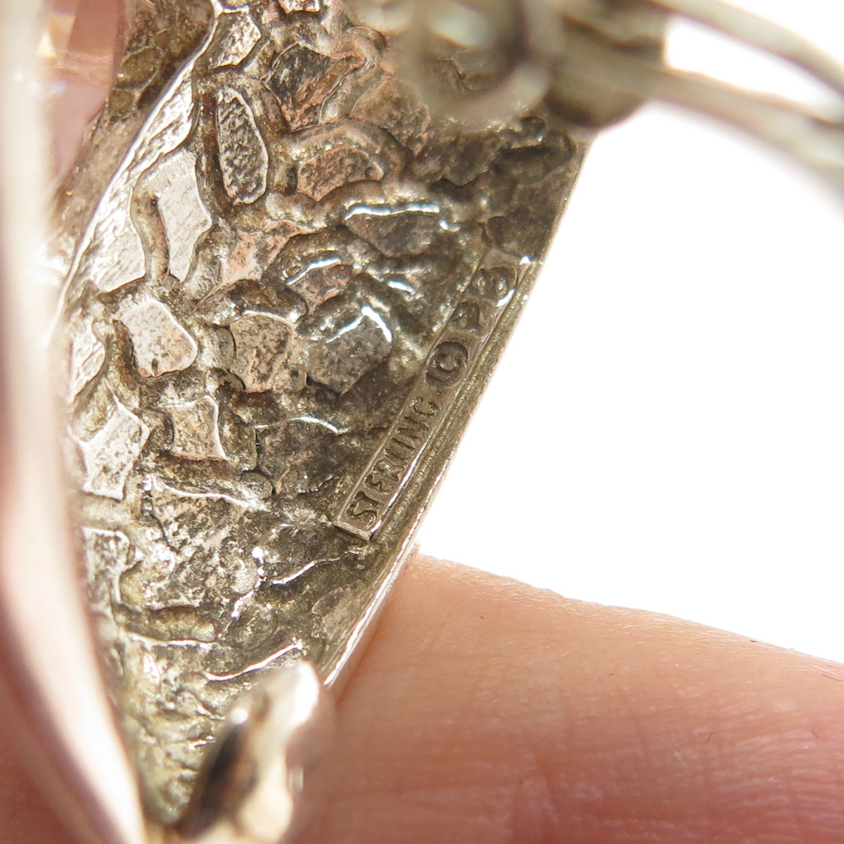 PB PAUL BRACKNA 925 Sterling Silver Vintage Triangle-Cut C Z Clip On Earrings