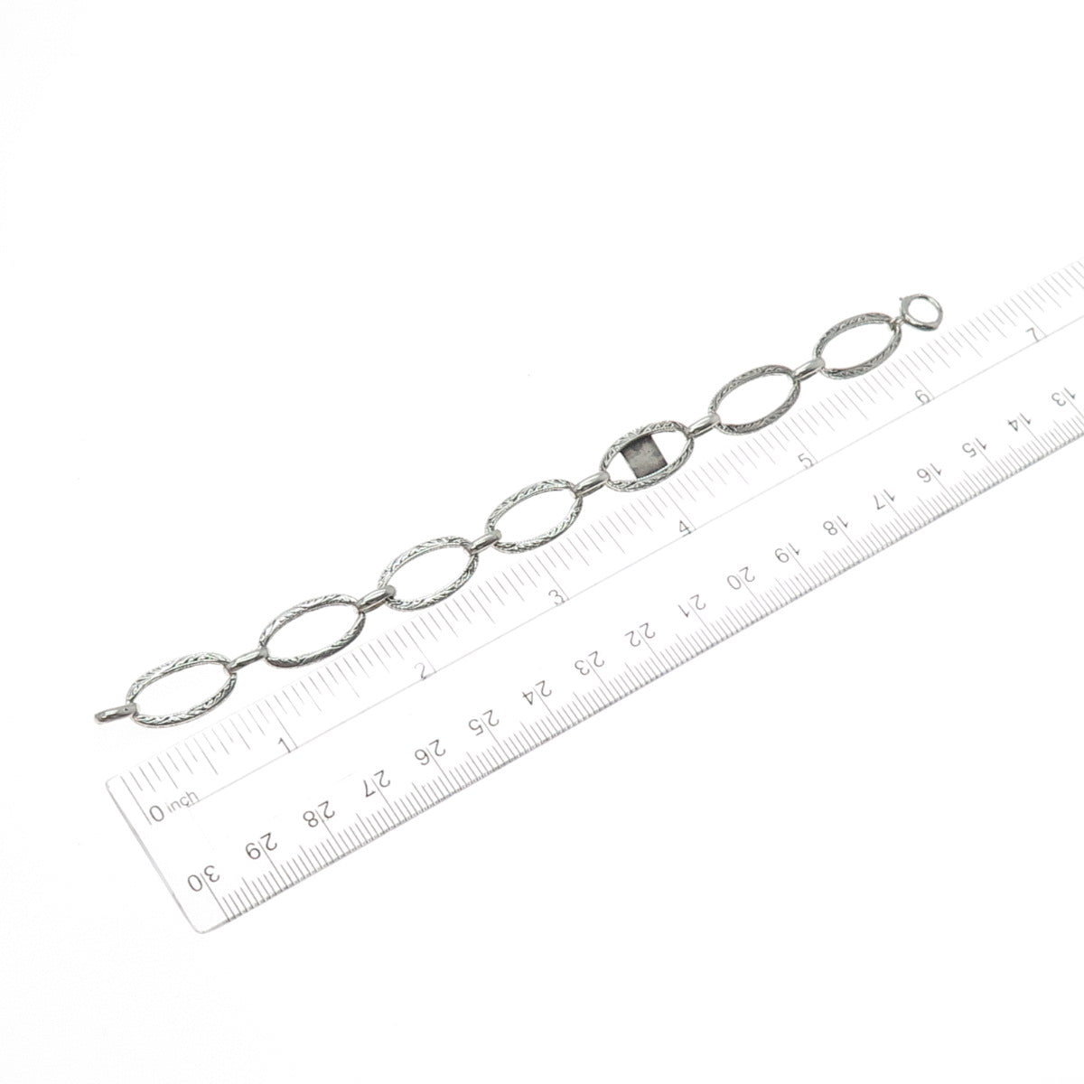 925 Sterling Silver Antique Delta Epsilon Phi Sorority Oval Link Bracelet 6.25"