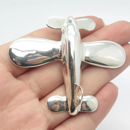 925 Sterling Silver Vintage Mexico Helicopter Pin Brooch