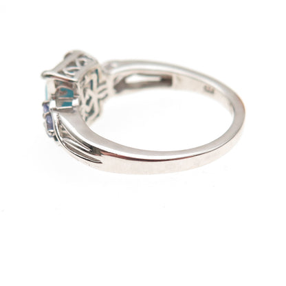Chuck Clemency 925 Sterling Silver Real Turquoise & Tanzanite Ring Size 8