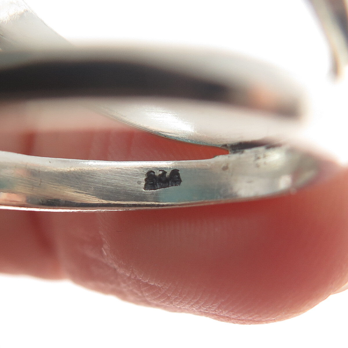 925 Sterling Silver Vintage Real Round-Cut Lone Mountain Turquoise Ring Size 8