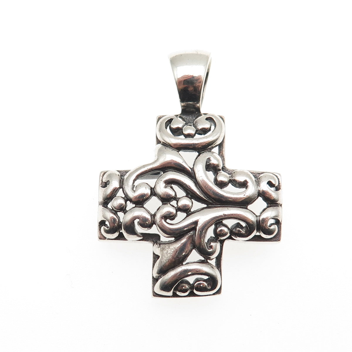 ATI Annika Witt 925 Sterling Silver Vintage Ornate Cross Oxidized Charm Pendant