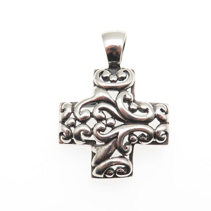 ATI Annika Witt 925 Sterling Silver Vintage Ornate Cross Oxidized Charm Pendant
