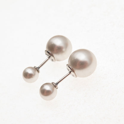 Pandora 925 Sterling Silver Faux Pearl Ball Stud Earrings