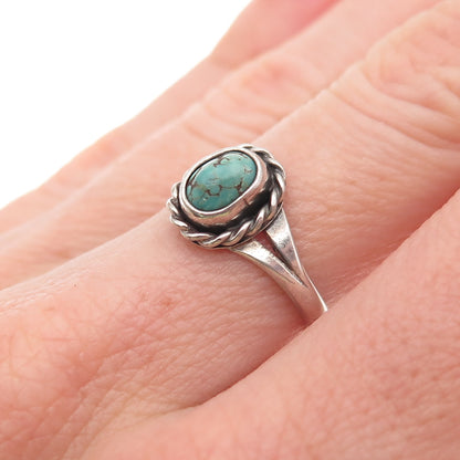 Old Pawn Sterling Silver Vintage Southwestern Turquoise Tribal Ring Size 6.25