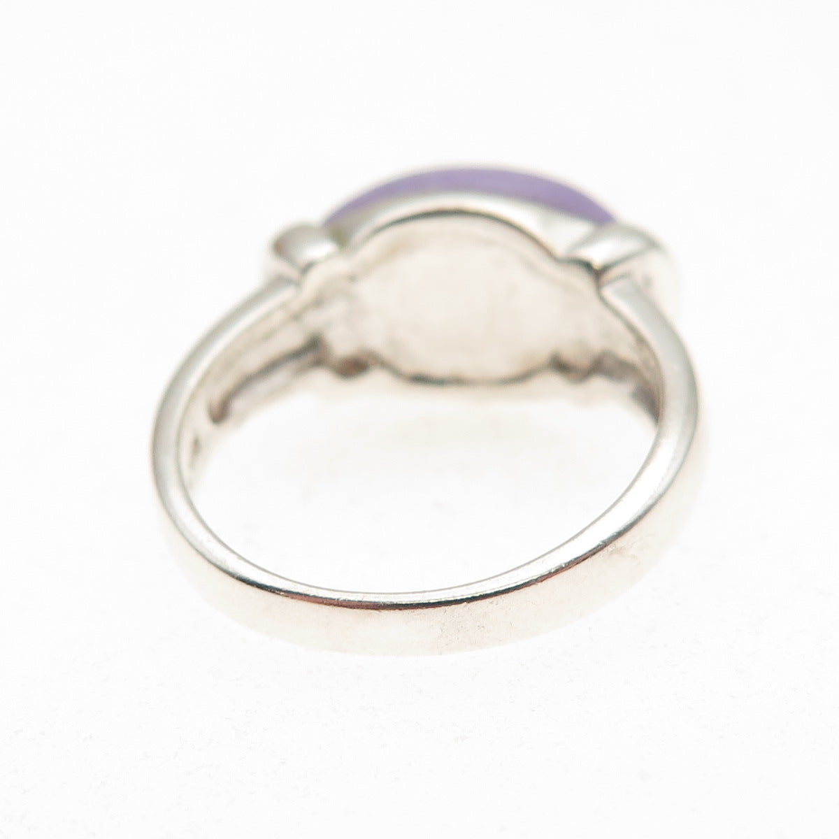 CNA Pranda 925 Sterling Silver Vintage Real Lavender Jade Modernist Ring Size 7