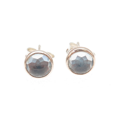 Pandora 925 Sterling Silver Blue Crystal March Birthstone Stud Earrings