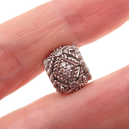 Judith Ripka 925 Sterling Silver Round-Cut C Z Slide Bead Charm