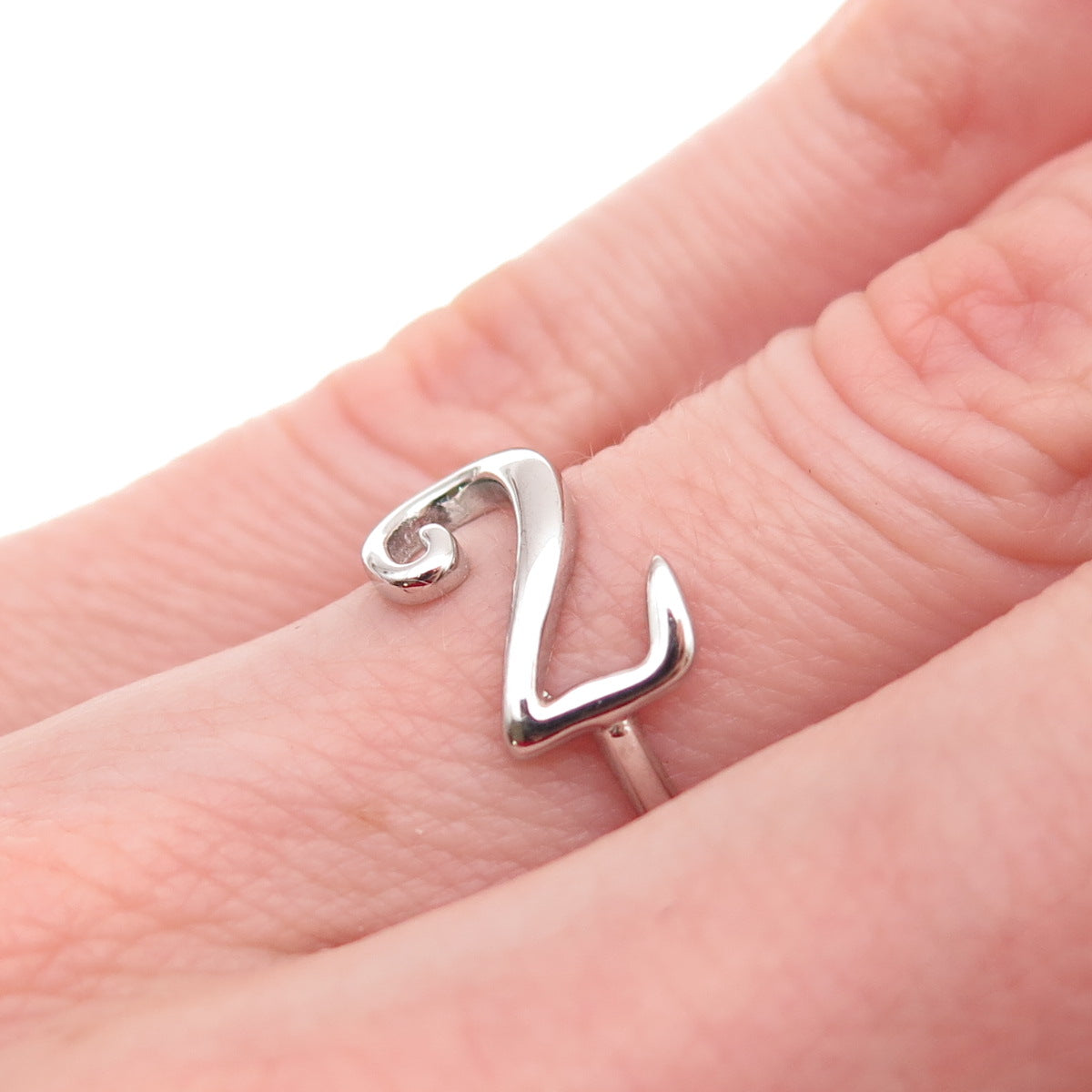 925 Sterling Silver Lucky Number 2 Ring Size 5