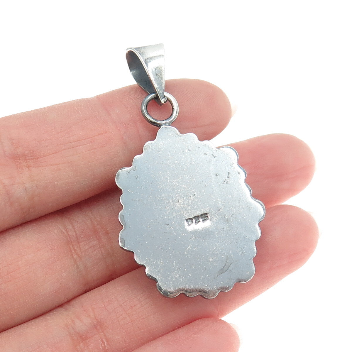 925 Sterling Silver Vintage Beaded Dome Pendant
