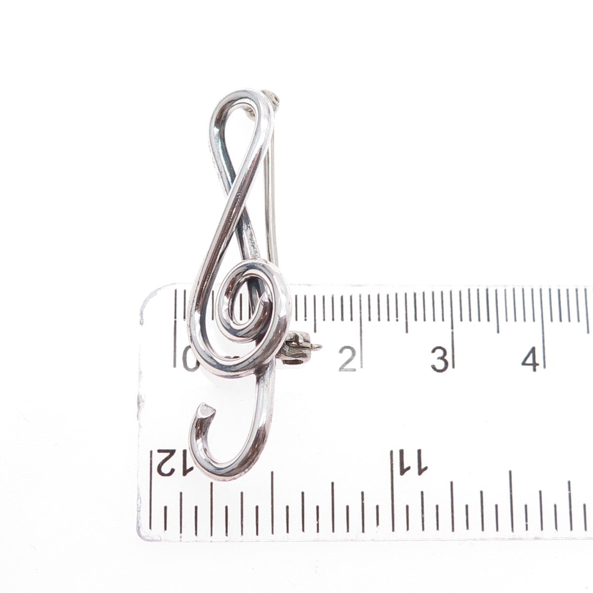 925 Sterling Silver Antique Art Deco Treble Clef Music Note Hollow Pin Brooch