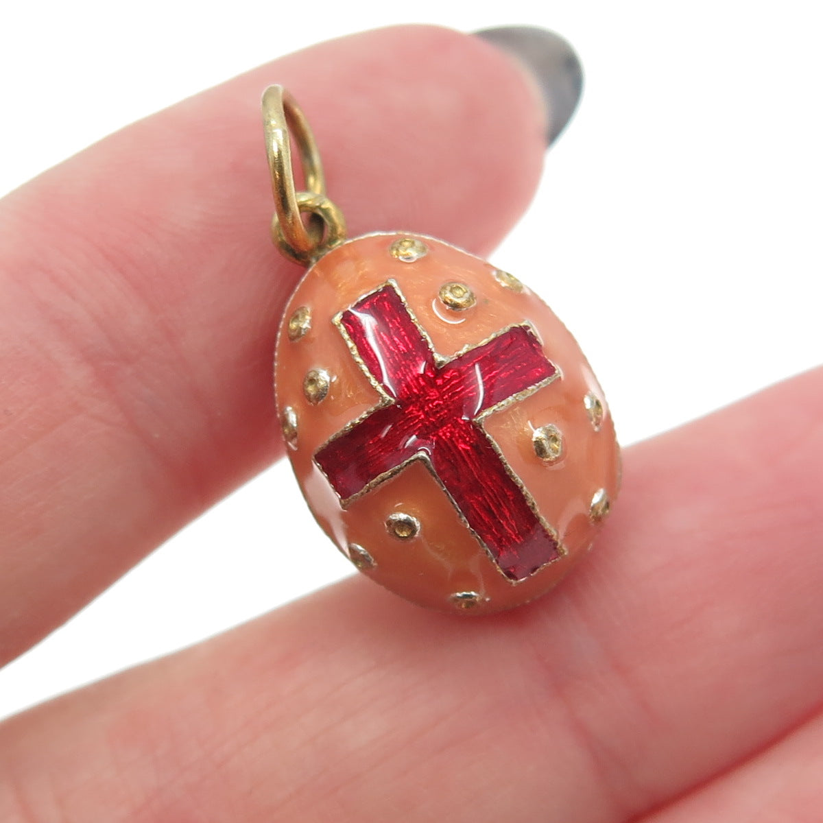 RAFKA Retired 925 Sterling Silver Vermeil Enamel Cross Easter Egg Charm Pendant