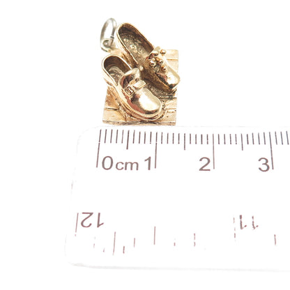 Anson 925 Sterling Gold Plated Vintage Step Dance Shoes 3D Mini Charm Pendant