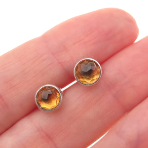 Pandora 925 Sterling Silver Real Citrine November Birthstone Stud Earrings