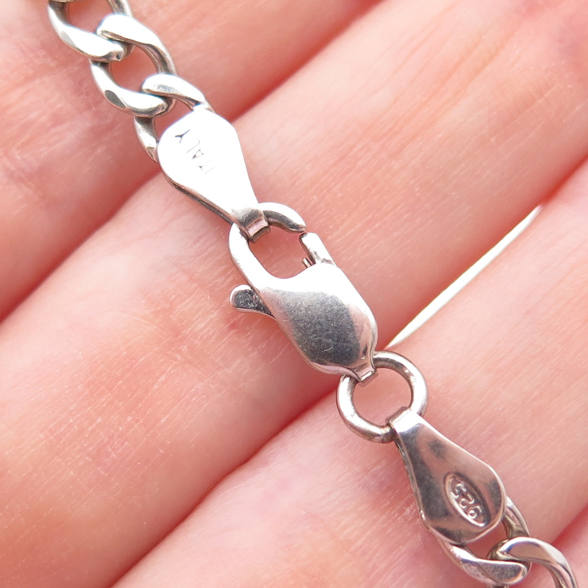 925 Sterling Silver Vintage Italy Curb Chain Necklace 20"