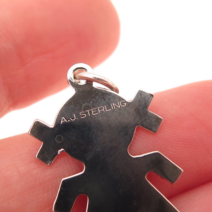 925 Sterling Silver Vintage Girl Tag Charm Pendant
