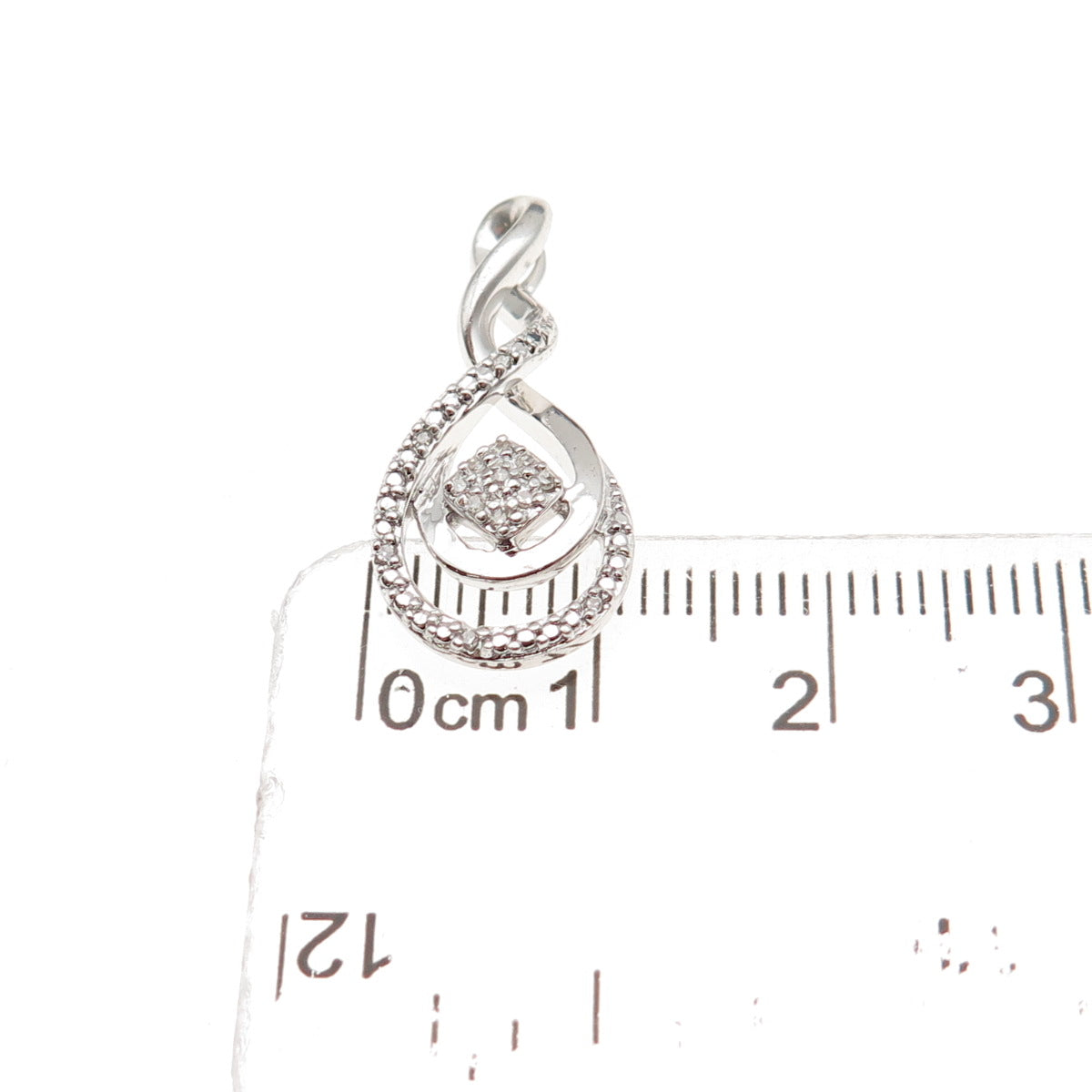 Sun 925 Sterling Silver Real Round-Cut Diamond Infinity Twisted Charm Pendant
