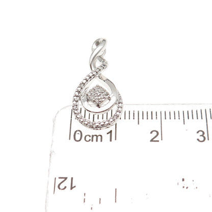 Sun 925 Sterling Silver Real Round-Cut Diamond Infinity Twisted Charm Pendant