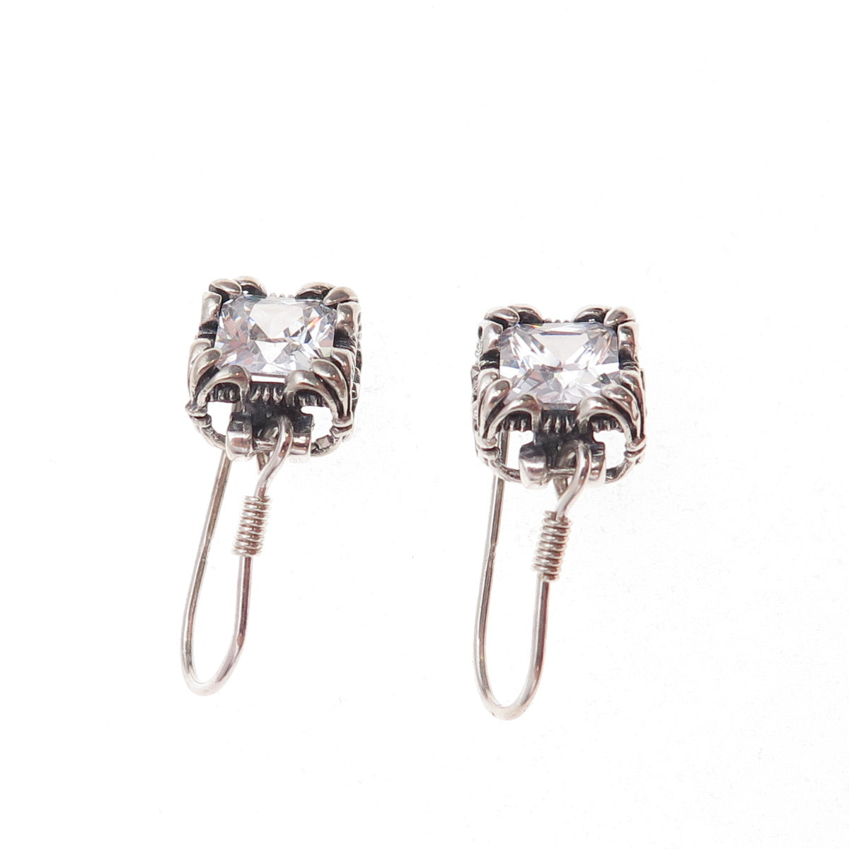 Silpada 925 Sterling Silver Vintage C Z Uptown Oxidized Dangle Earrings