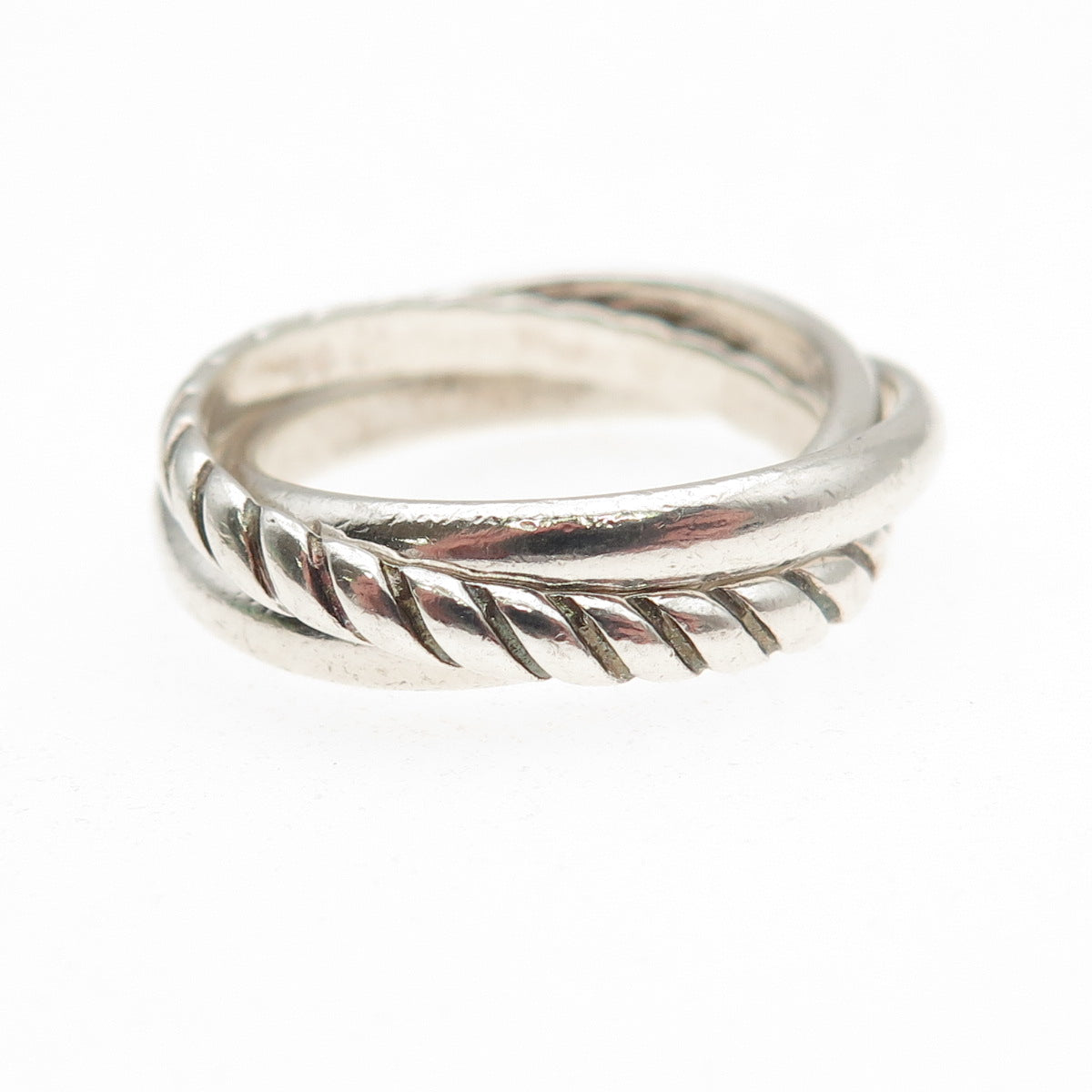 925 Sterling Silver Vintage Interlocked Trinity Band Ring Size 6.75