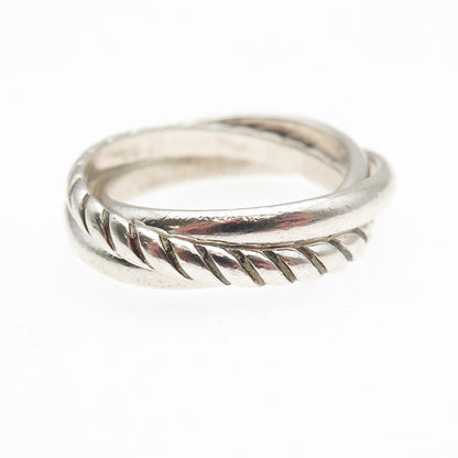 925 Sterling Silver Vintage Interlocked Trinity Band Ring Size 6.75