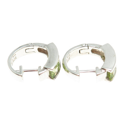 MICHELLE ALBALA 925 Sterling Silver Vintage Real Peridot Gem Huggie Earrings