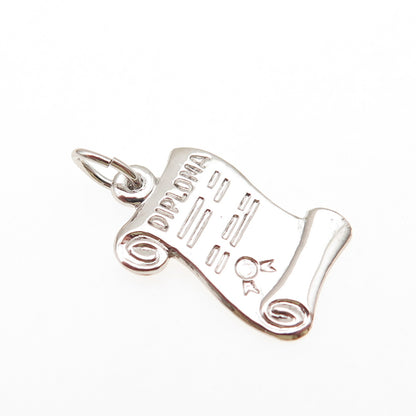 JAY POSON 925 Sterling Silver Vintage Diploma Mini Charm Pendant