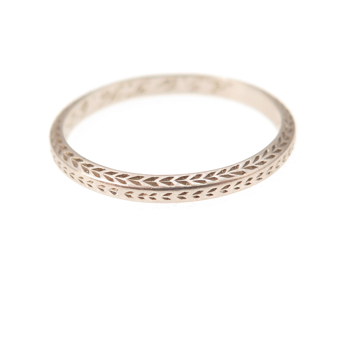 Platinum Antique Engraved Stackable Band Ring Size 6.25