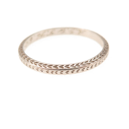 Platinum Antique Engraved Stackable Band Ring Size 6.25
