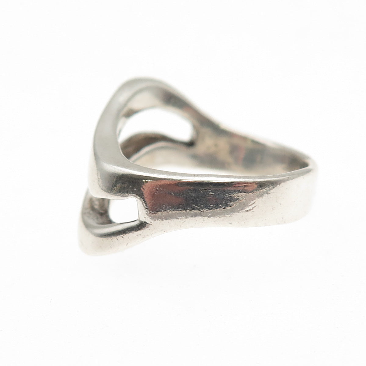 925 Sterling Silver Vintage Modernist Wavy Ring Size 7