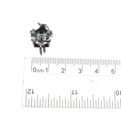 925 Sterling Silver Antique Cuckoo Clock Oxidized Minimalist Charm Pendant