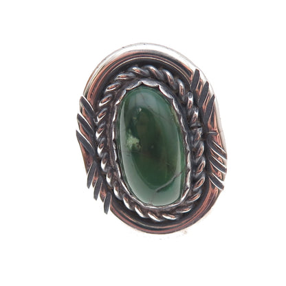 Old Pawn 925 Sterling Silver Vintage Royston Turquoise Tribal Ring Size 5.5