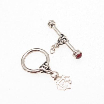 Elyse Ryan 925 Sterling Vintage Real Red Garnet Bracelet / Necklace Toggle Lock