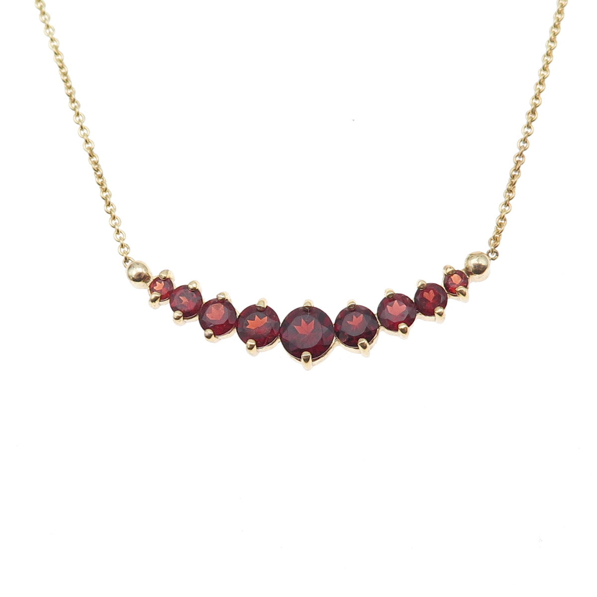 925 Sterling Silver Gold Plated Real Red Garnet Cable Chain Necklace 18"