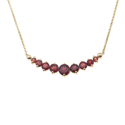 925 Sterling Silver Gold Plated Real Red Garnet Cable Chain Necklace 18"