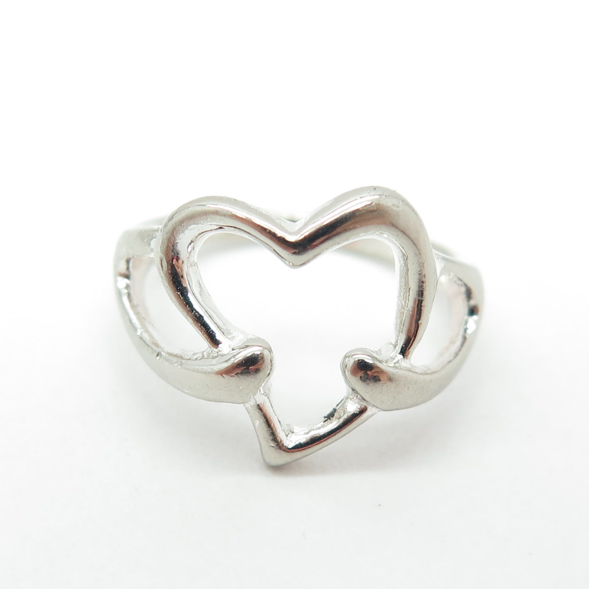 925 Sterling Silver Vintage Open Heart Ring Size 5.75