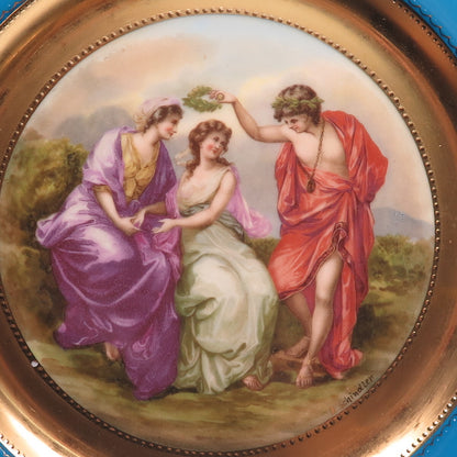 N. SCHINDLER ROYAL VIENNA Antique "The Decoration" Hand Painted Porcelain Plate