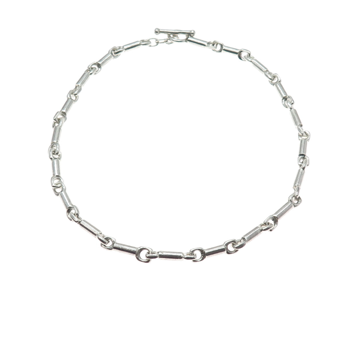 925 Sterling Silver Vintage Modernist Bar Chain Necklace 16"