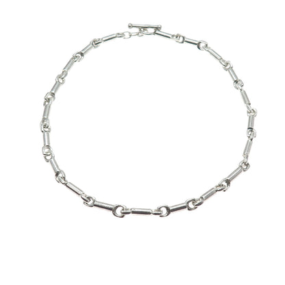925 Sterling Silver Vintage Modernist Bar Chain Necklace 16"