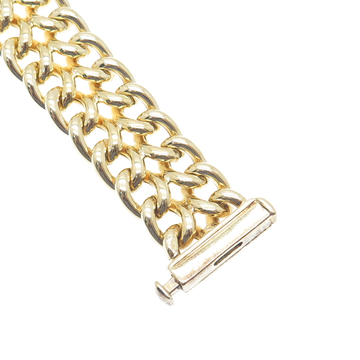 GIOIELLI DI VALENZA Sterling Gold Plated Vintage Double Curb Link Bracelet 7.25"