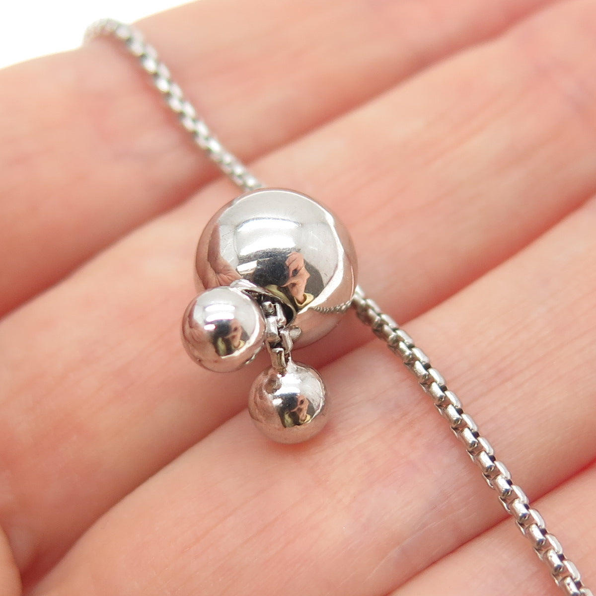 HONORA Sterling Silver Vintage Pearl Round Box Chain Adjustable Necklace 18-28"