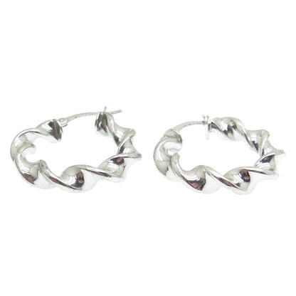 HANIN 925 Sterling Silver Twisted Hinged Hoop Earrings