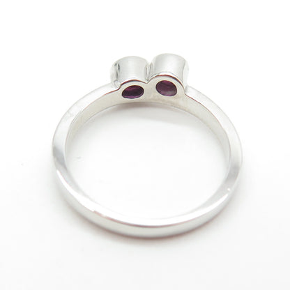 925 Sterling Silver Round-Cut Lab-Created Pink Sapphire Ring Size 4.75